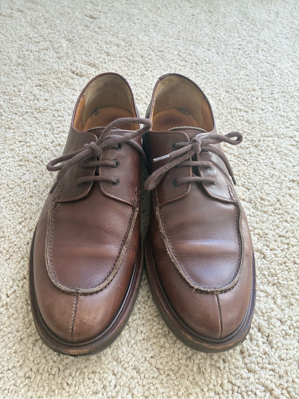 Men's Brown Leather Lace-Up Casual Dress Shoes